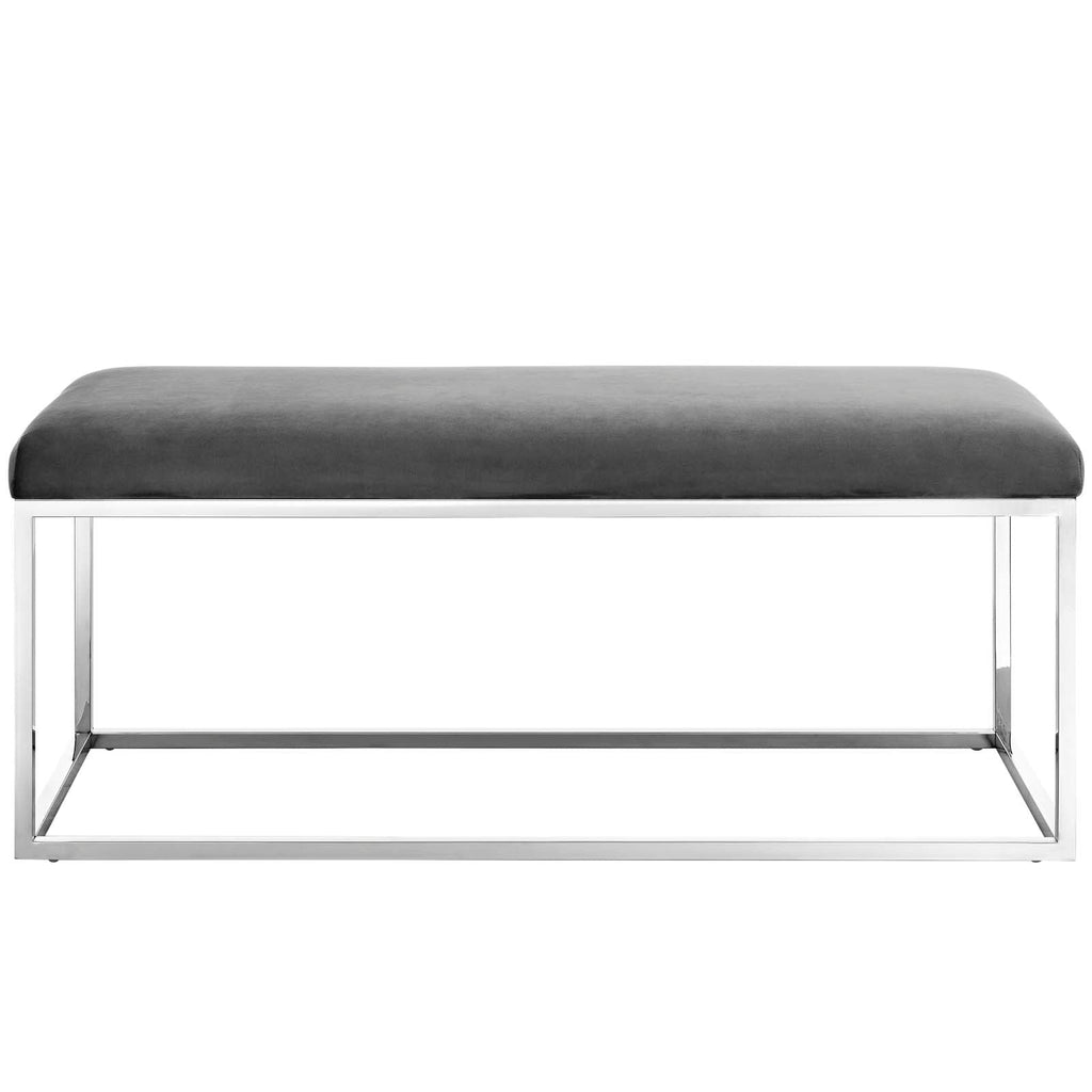 Anticipate Performance Velvet Bench in Gray