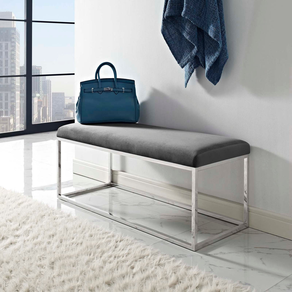 Anticipate Performance Velvet Bench in Gray