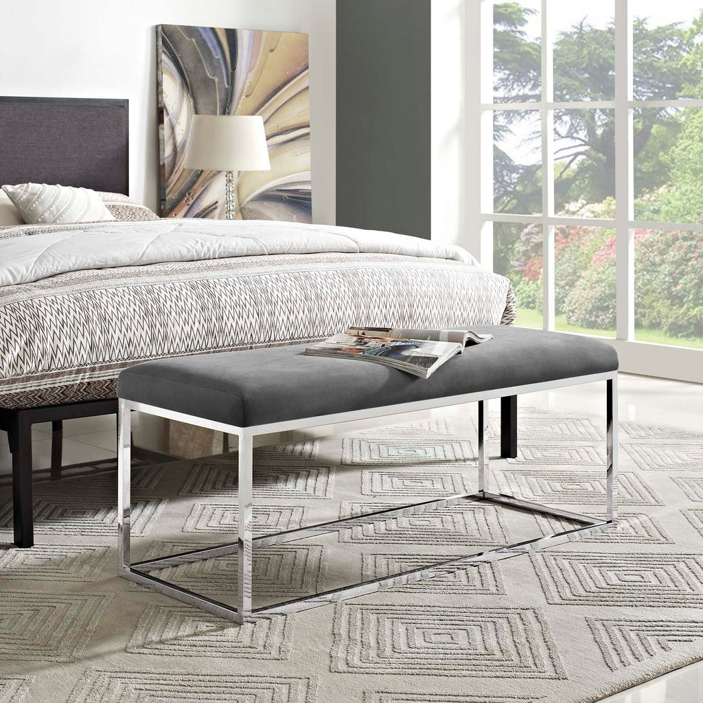 Anticipate Performance Velvet Bench in Gray