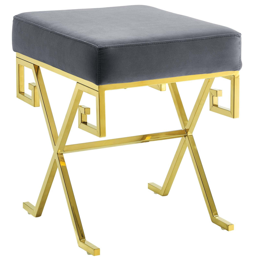 Twist Performance Velvet Bench in Gold Gray