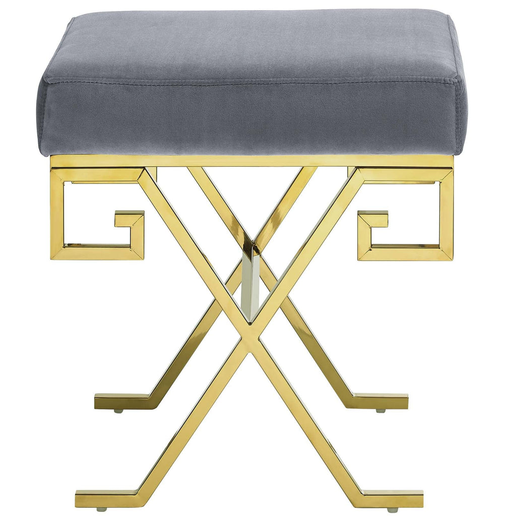 Twist Performance Velvet Bench in Gold Gray