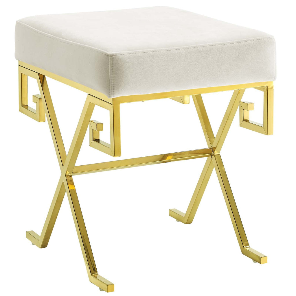 Twist Performance Velvet Bench in Gold Ivory