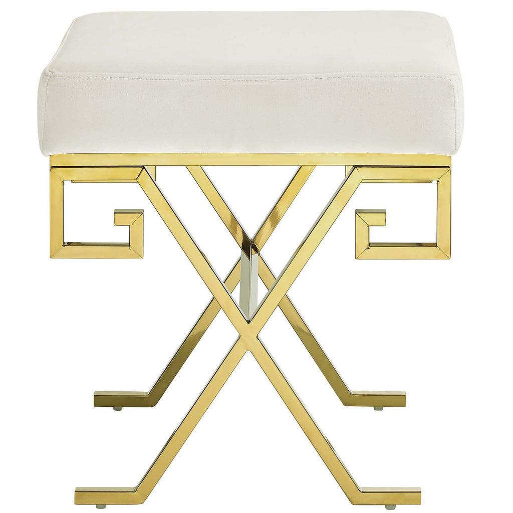 Twist Performance Velvet Bench in Gold Ivory