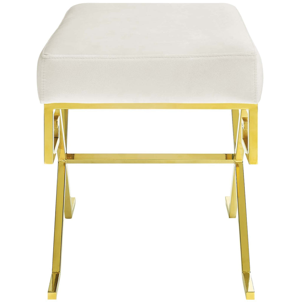 Twist Performance Velvet Bench in Gold Ivory