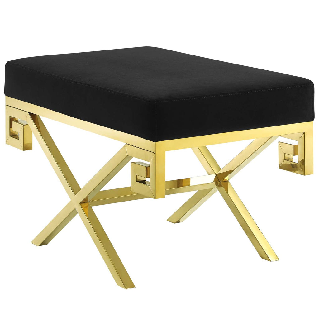 Rove Velvet Performance Velvet Bench in Gold Black