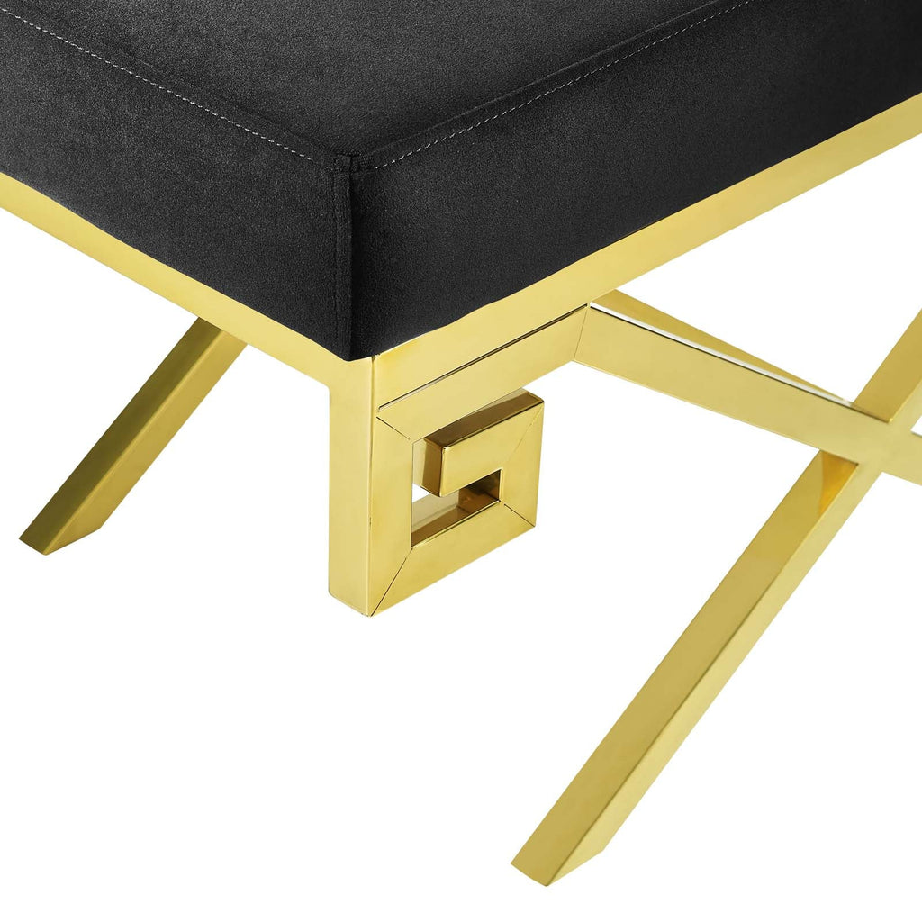 Rove Velvet Performance Velvet Bench in Gold Black