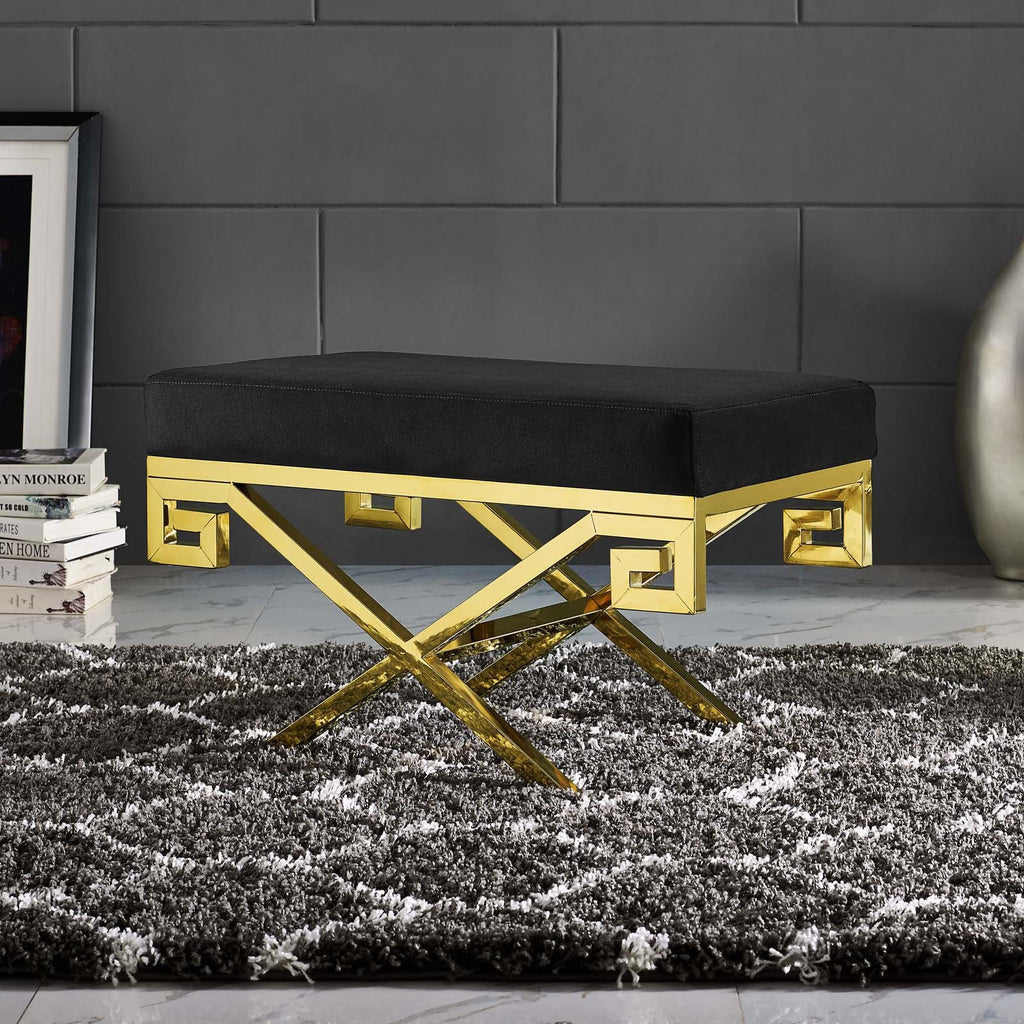 Rove Velvet Performance Velvet Bench in Gold Black