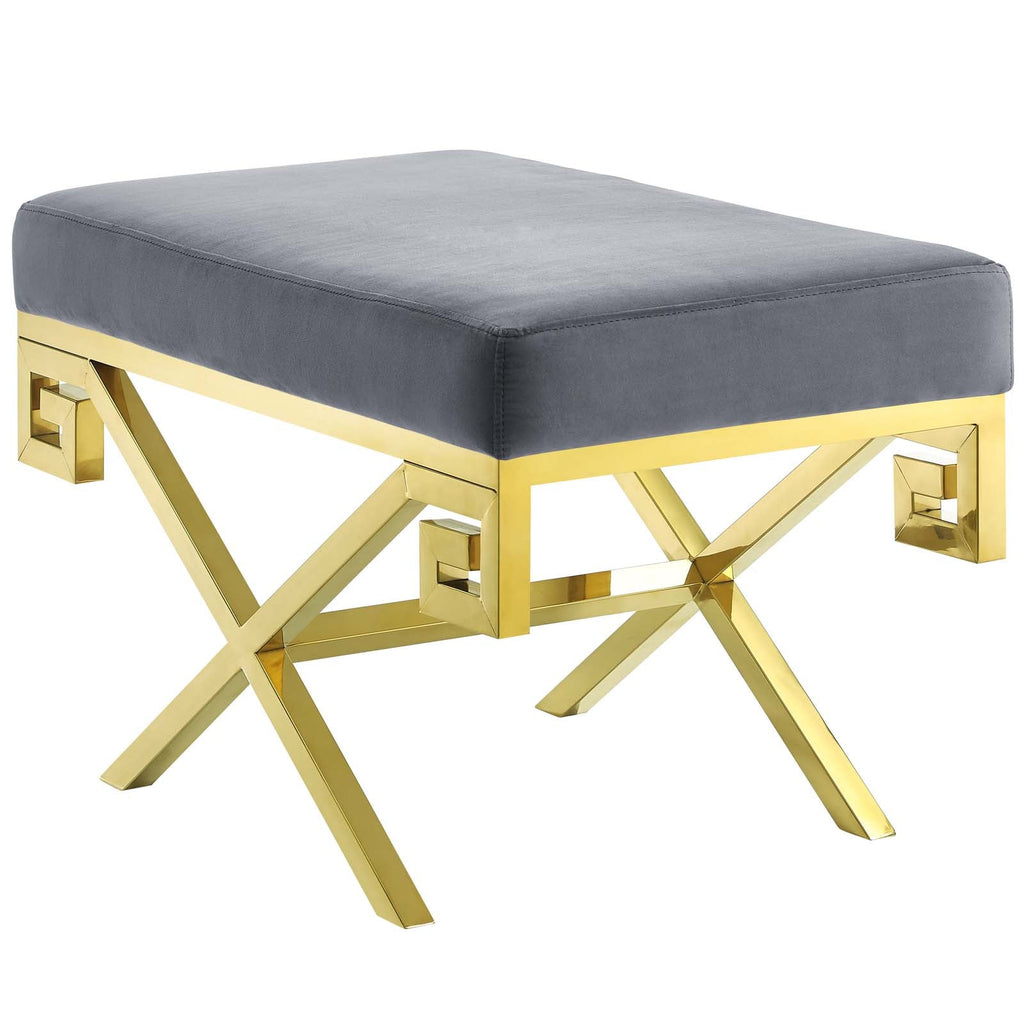 Rove Velvet Performance Velvet Bench in Gold Gray