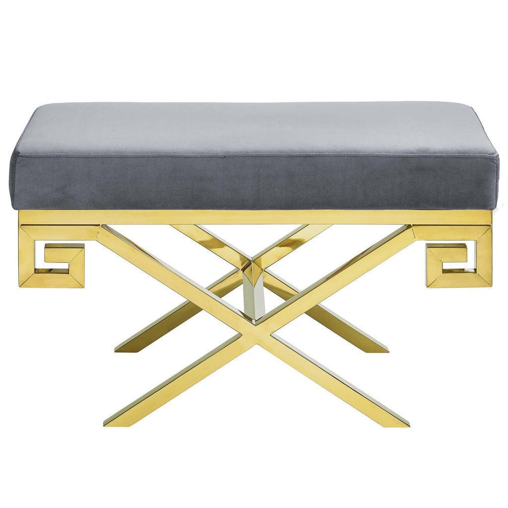 Rove Velvet Performance Velvet Bench in Gold Gray