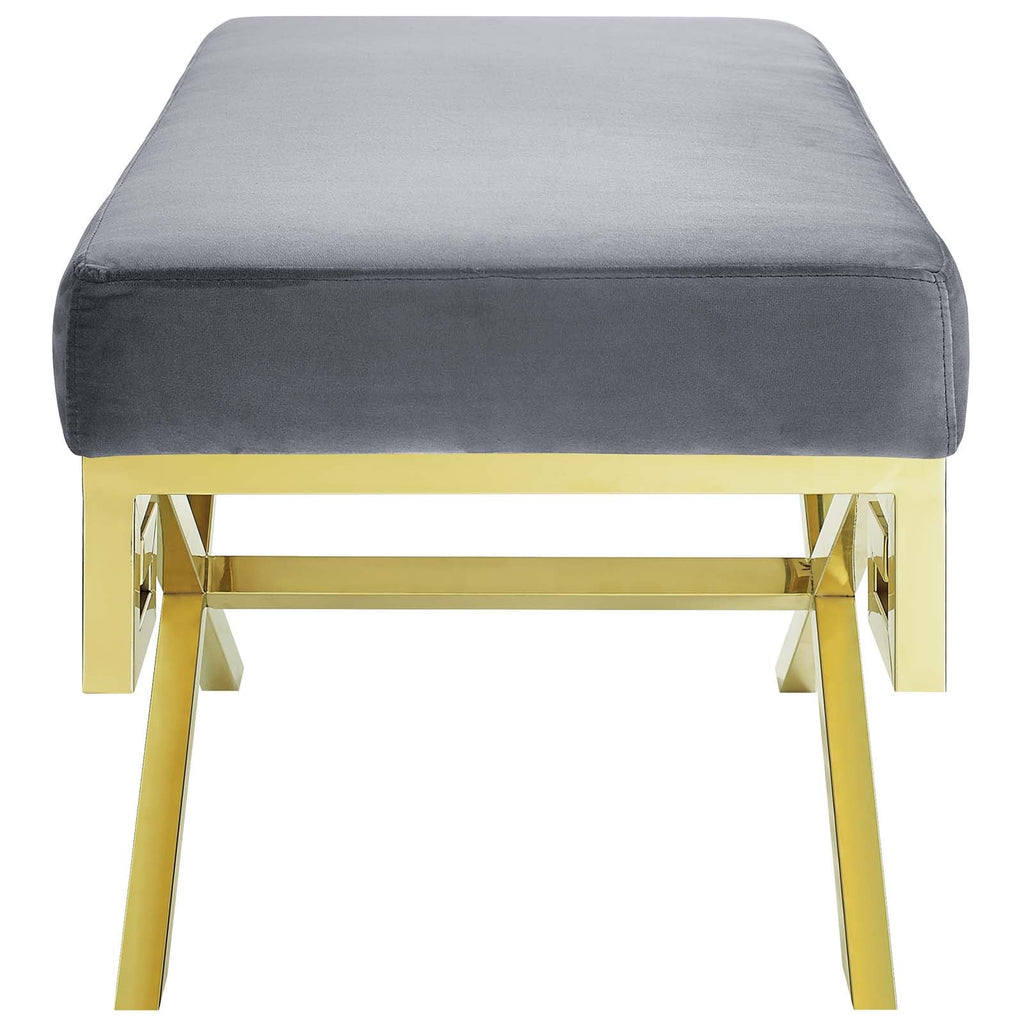 Rove Velvet Performance Velvet Bench in Gold Gray