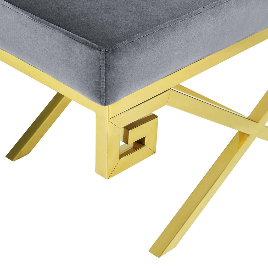 Rove Velvet Performance Velvet Bench in Gold Gray