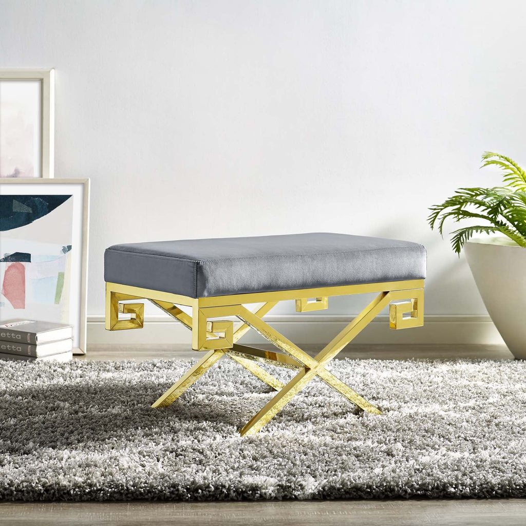 Rove Velvet Performance Velvet Bench in Gold Gray