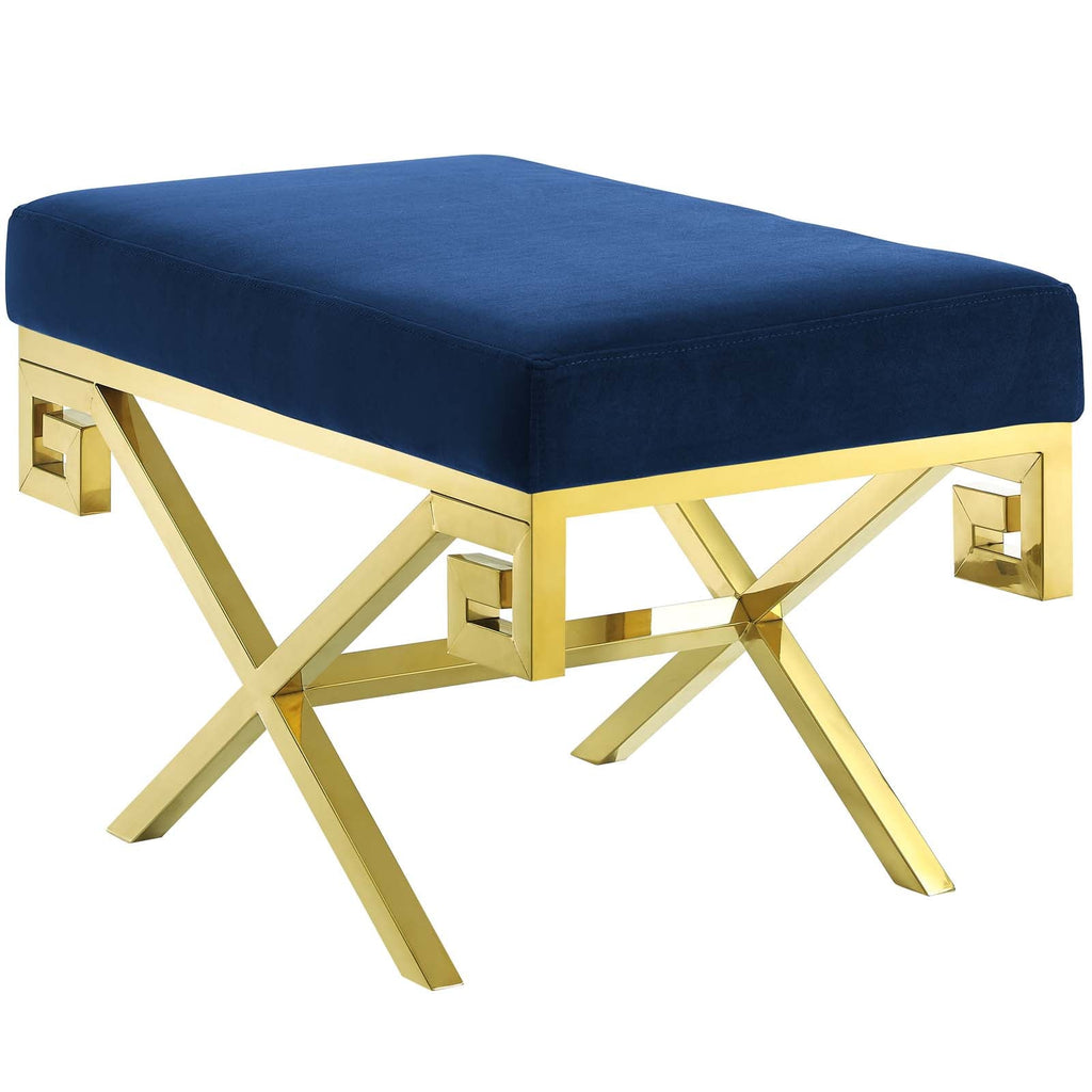 Rove Velvet Performance Velvet Bench in Gold Navy