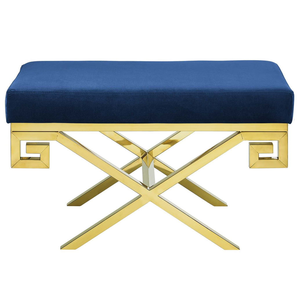 Rove Velvet Performance Velvet Bench in Gold Navy