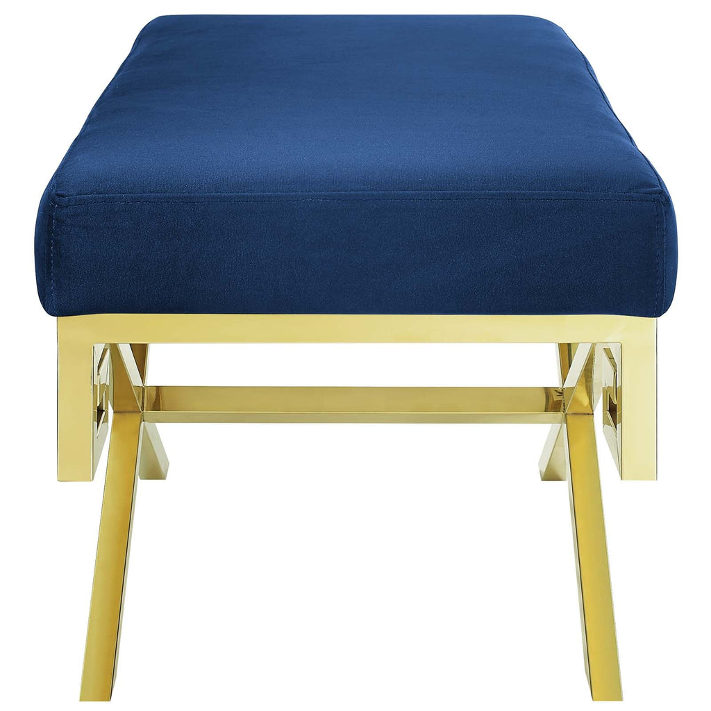 Rove Velvet Performance Velvet Bench in Gold Navy