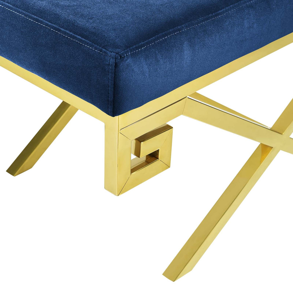 Rove Velvet Performance Velvet Bench in Gold Navy