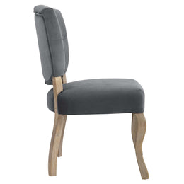 Array Vintage French Performance Velvet Dining Side Chair in Gray