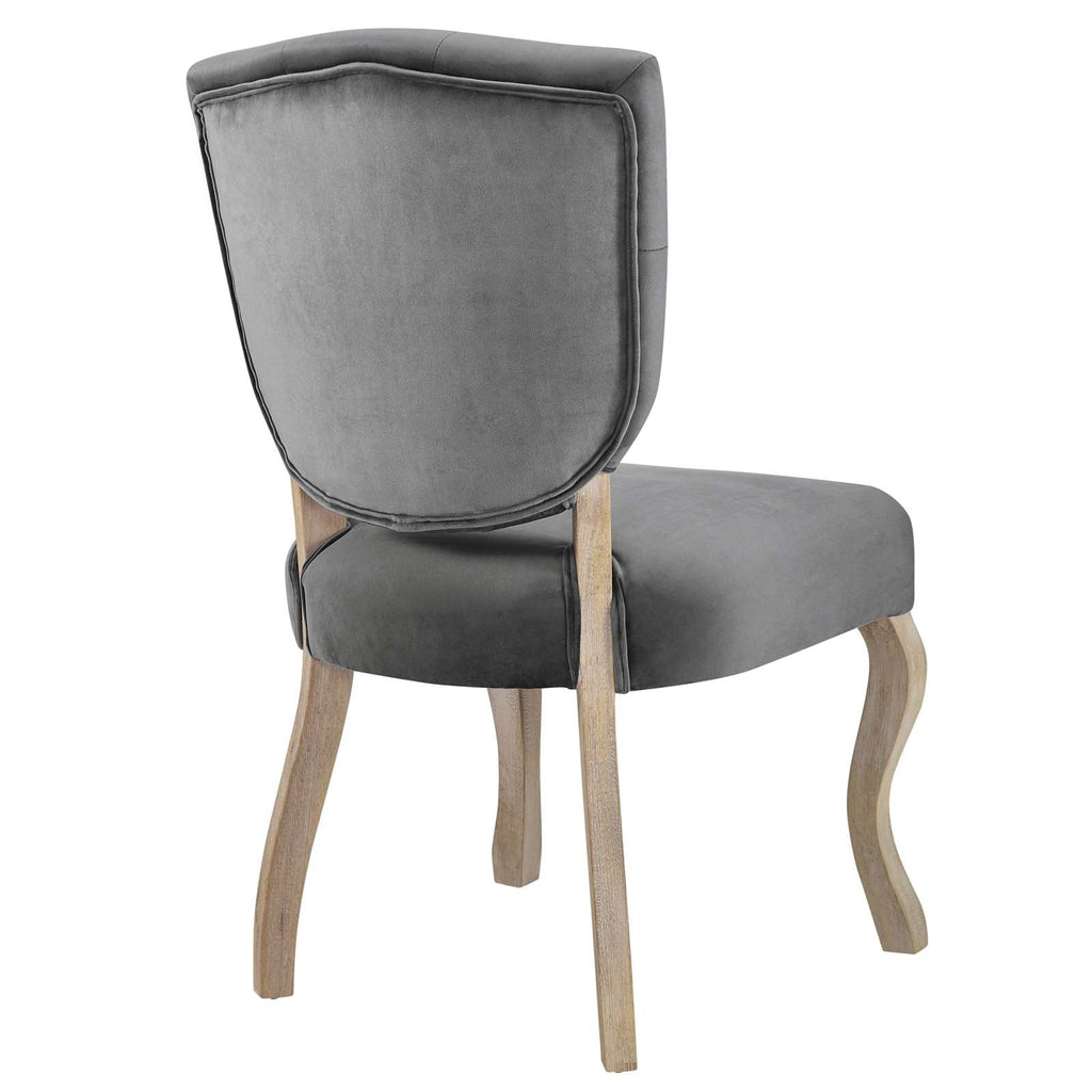 Array Vintage French Performance Velvet Dining Side Chair in Gray