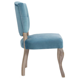 Array Vintage French Performance Velvet Dining Side Chair in Sea Blue