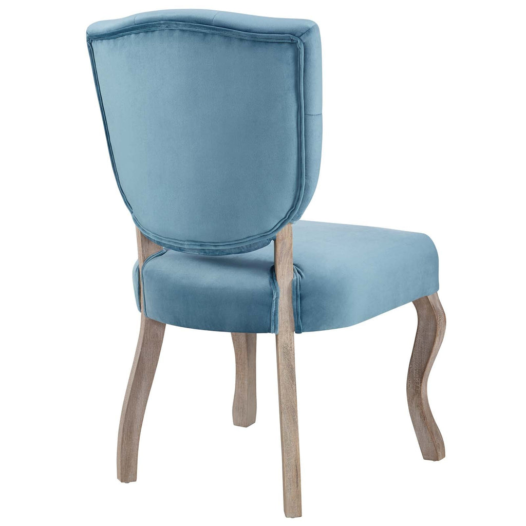 Array Vintage French Performance Velvet Dining Side Chair in Sea Blue