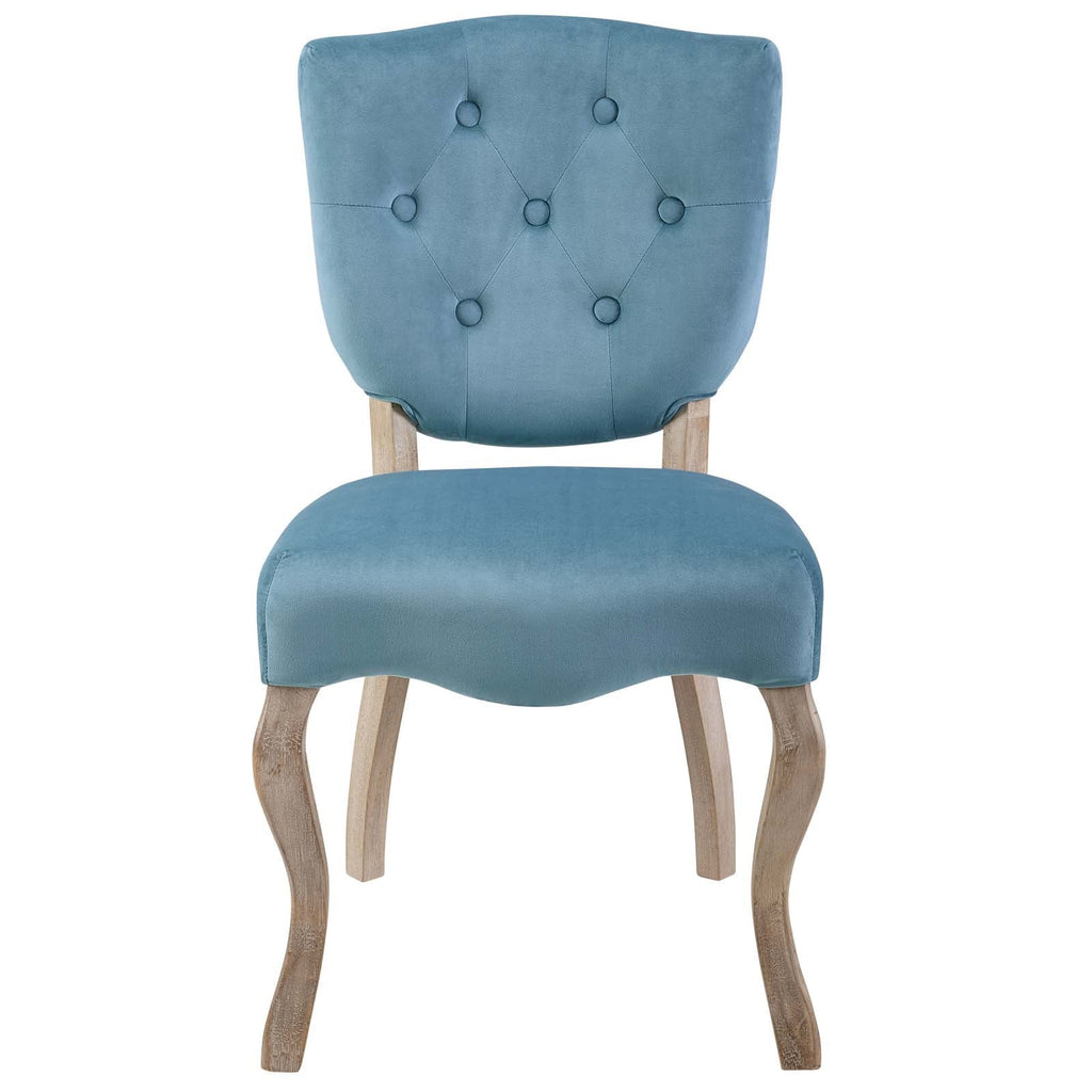 Array Vintage French Performance Velvet Dining Side Chair in Sea Blue