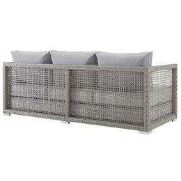 Aura Outdoor Patio Wicker Rattan Sofa in Gray Gray