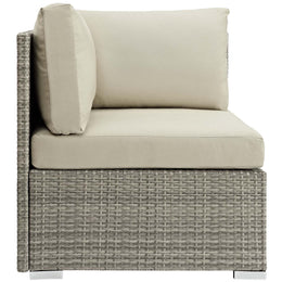 Repose Sunbrella Fabric Outdoor Patio Corner in Light Gray Beige