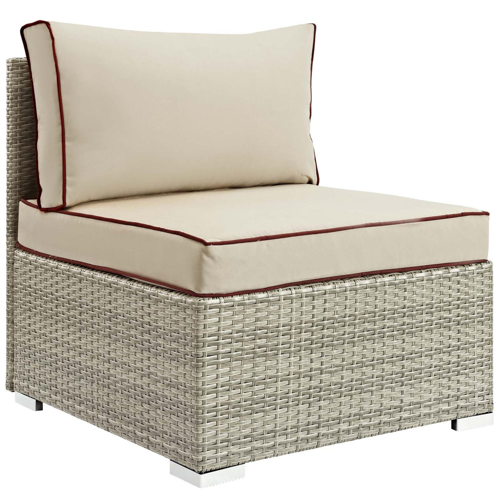 Repose Outdoor Patio Armless Chair in Light Gray Beige