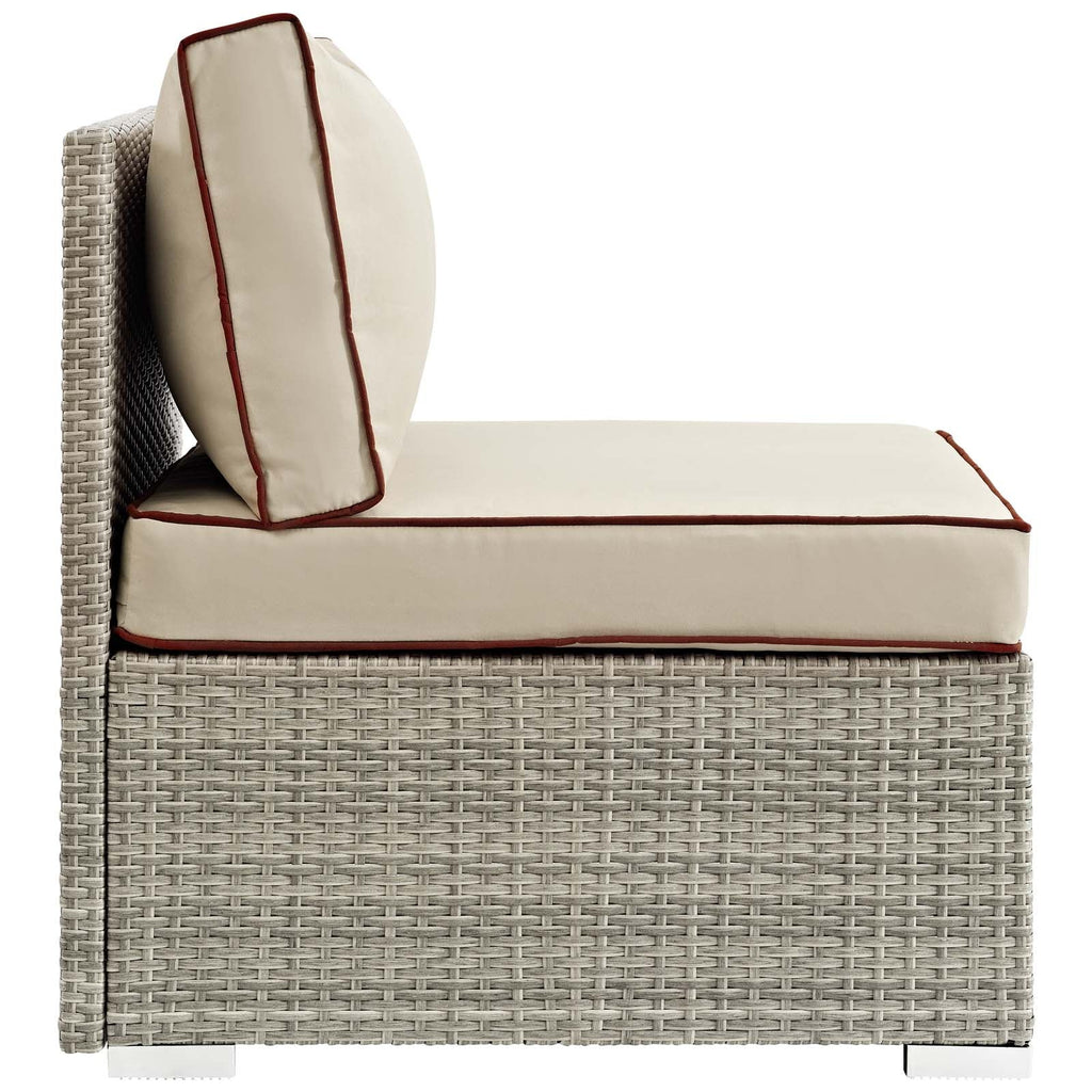 Repose Outdoor Patio Armless Chair in Light Gray Beige