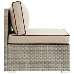 Repose Outdoor Patio Armless Chair in Light Gray Beige