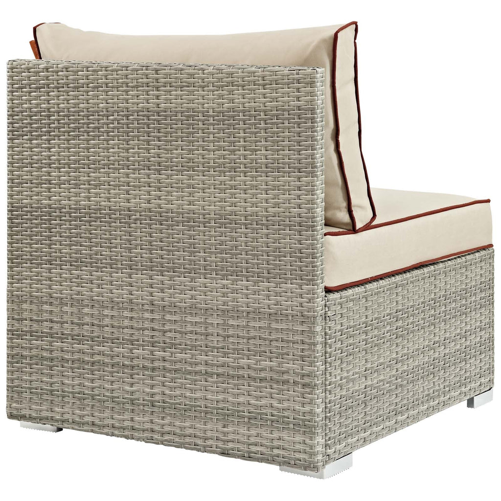 Repose Outdoor Patio Armless Chair in Light Gray Beige