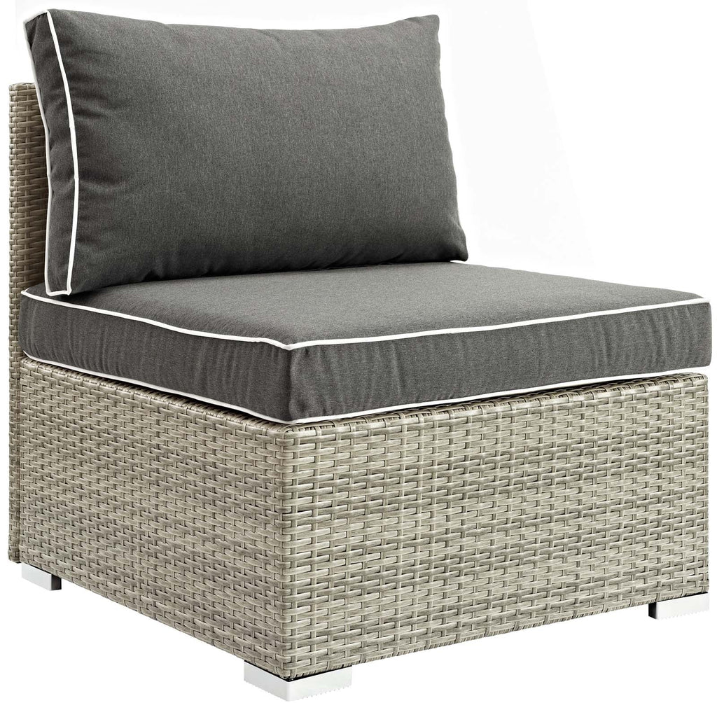 Repose Outdoor Patio Armless Chair in Light Gray Charcoal