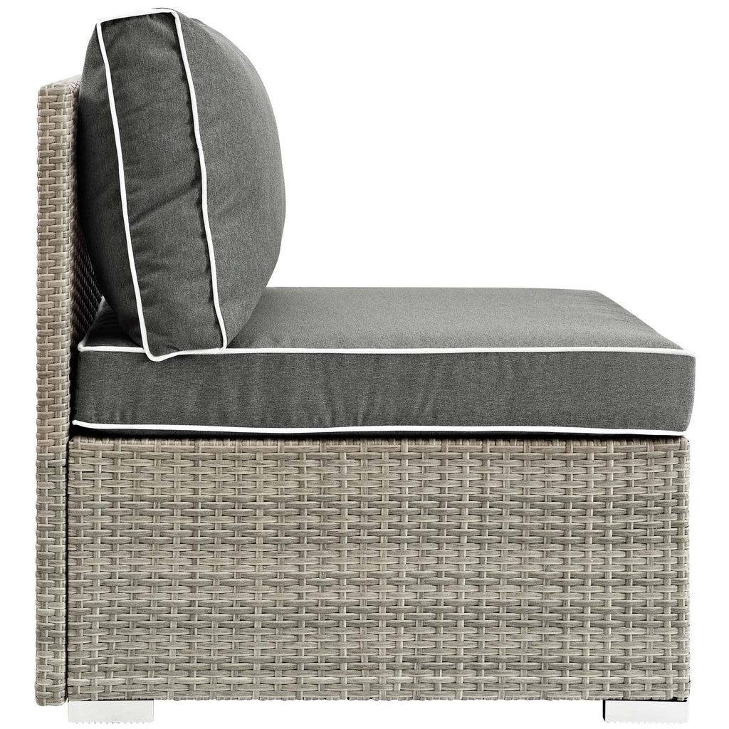 Repose Outdoor Patio Armless Chair in Light Gray Charcoal