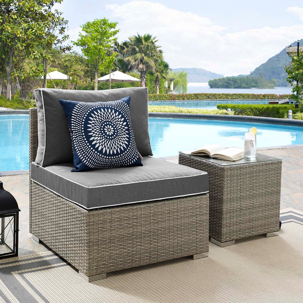 Repose Outdoor Patio Armless Chair in Light Gray Charcoal