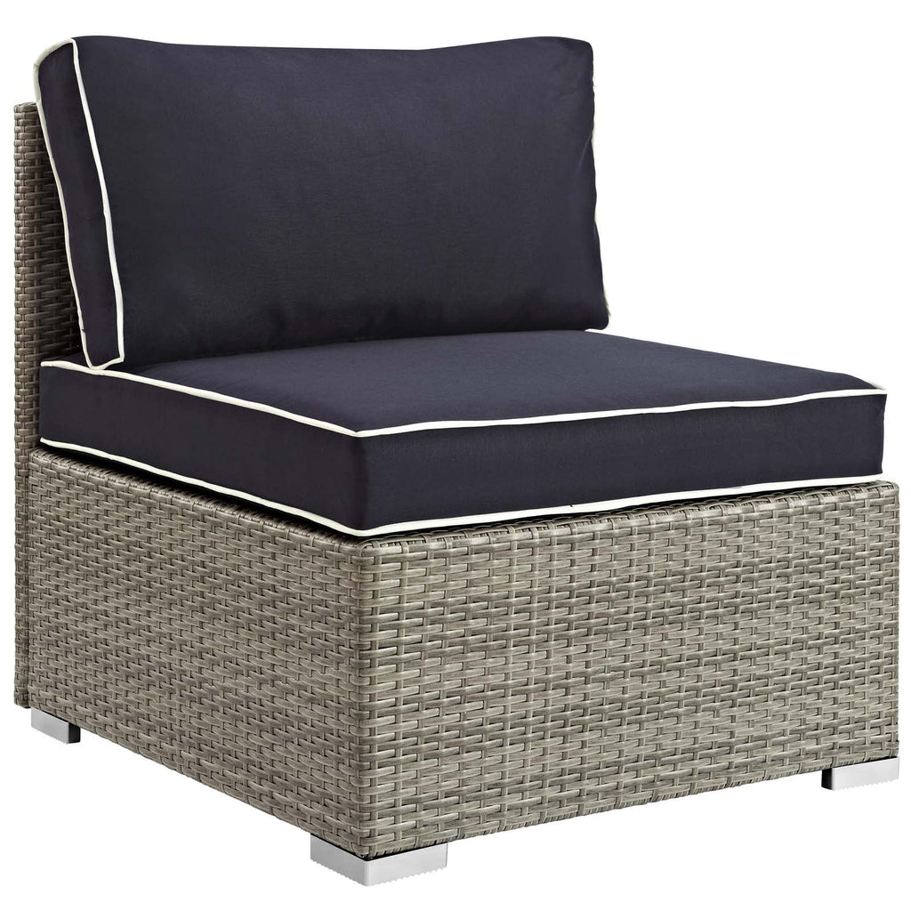 Repose Outdoor Patio Armless Chair in Light Gray Navy