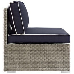 Repose Outdoor Patio Armless Chair in Light Gray Navy