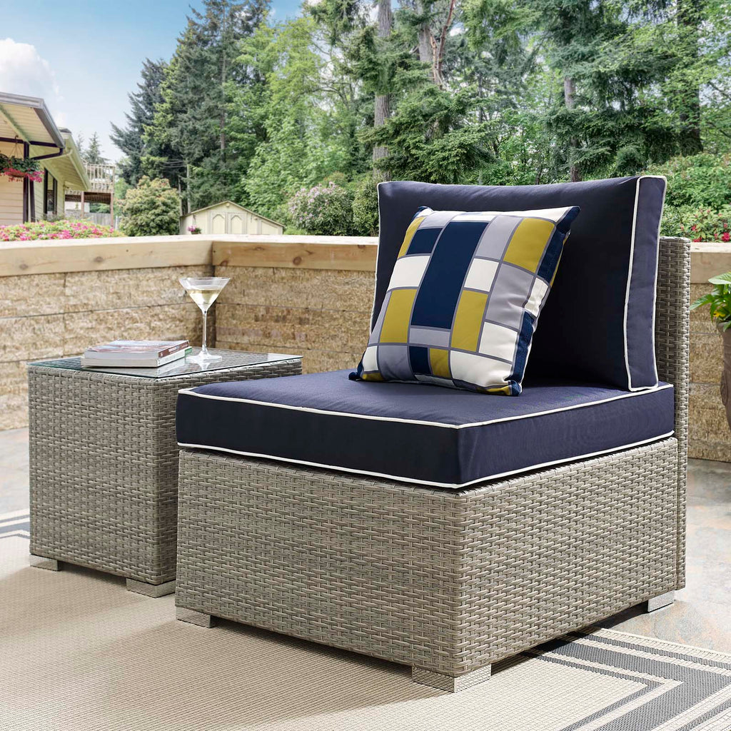 Repose Outdoor Patio Armless Chair in Light Gray Navy