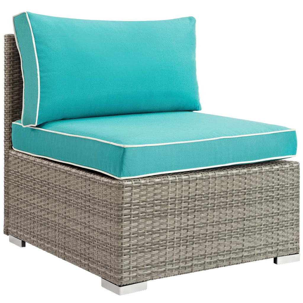 Repose Outdoor Patio Armless Chair in Light Gray Turquoise