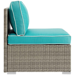 Repose Outdoor Patio Armless Chair in Light Gray Turquoise