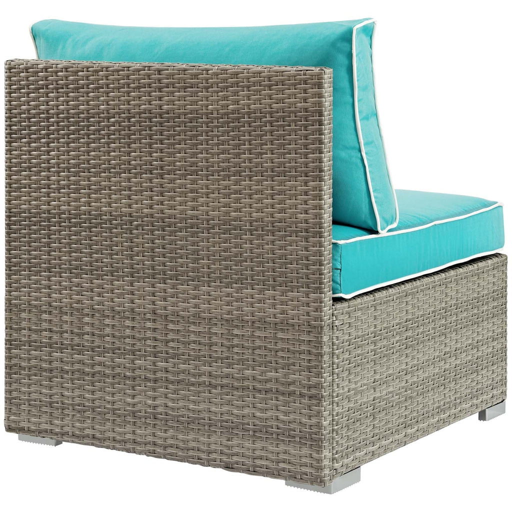 Repose Outdoor Patio Armless Chair in Light Gray Turquoise