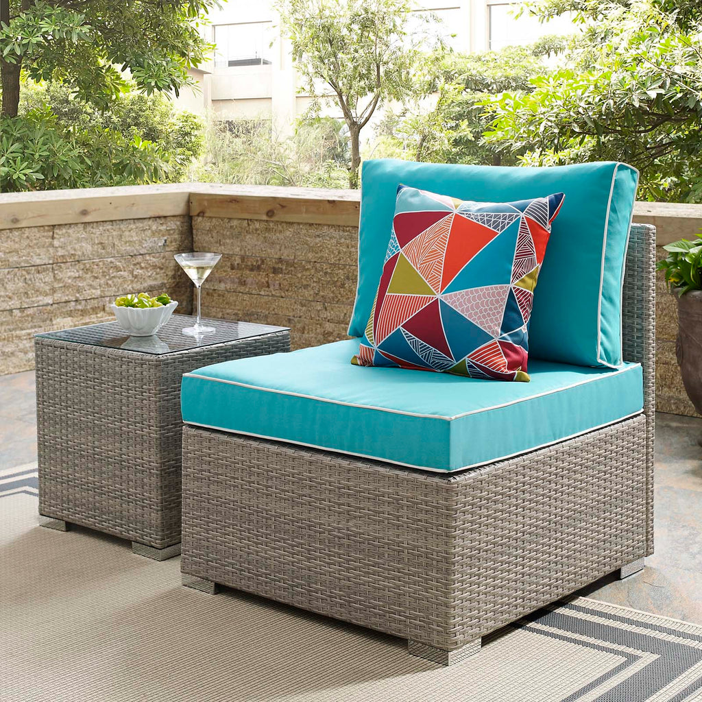 Repose Outdoor Patio Armless Chair in Light Gray Turquoise