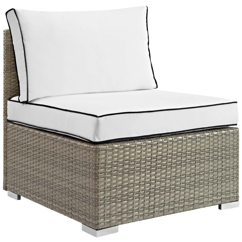 Repose Outdoor Patio Armless Chair in Light Gray White