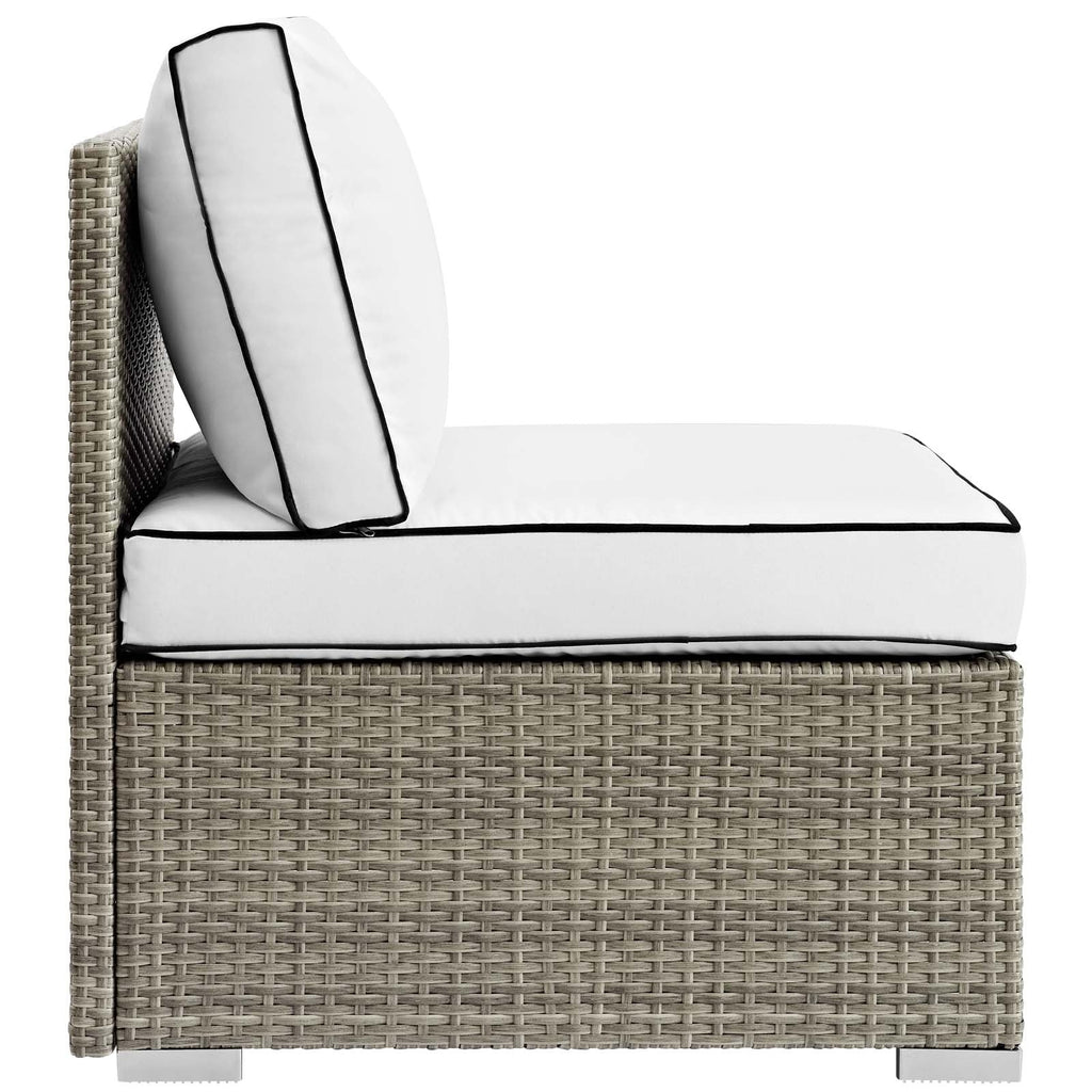 Repose Outdoor Patio Armless Chair in Light Gray White