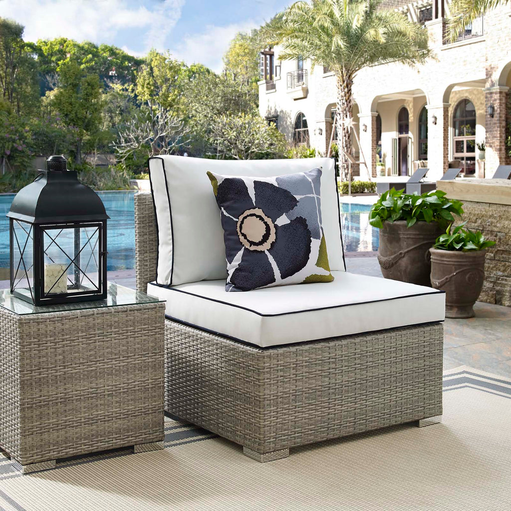 Repose Outdoor Patio Armless Chair in Light Gray White