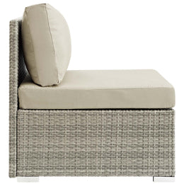 Repose Sunbrella Fabric Outdoor Patio Armless Chair in Light Gray Beige