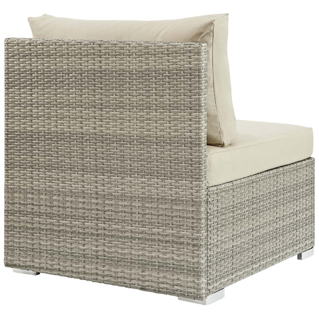 Repose Sunbrella Fabric Outdoor Patio Armless Chair in Light Gray Beige