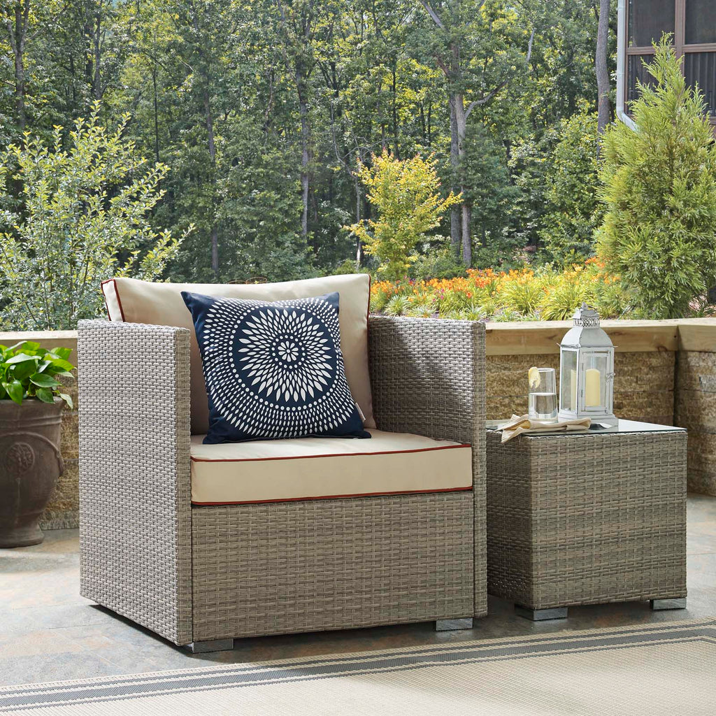 Repose Outdoor Patio Armchair in Light Gray Beige