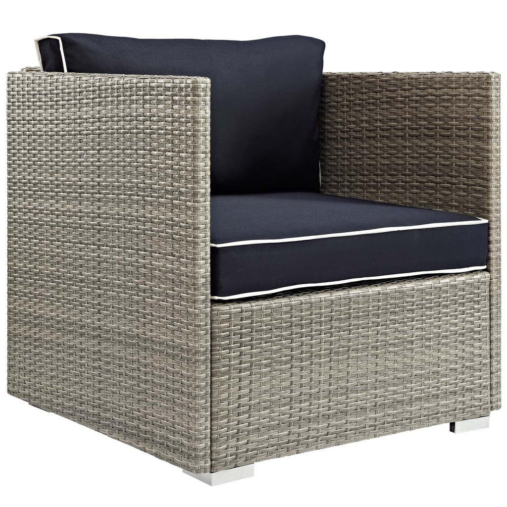 Repose Outdoor Patio Armchair in Light Gray Navy