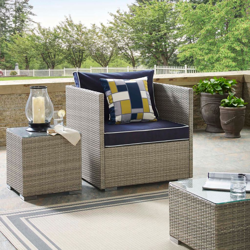 Repose Outdoor Patio Armchair in Light Gray Navy