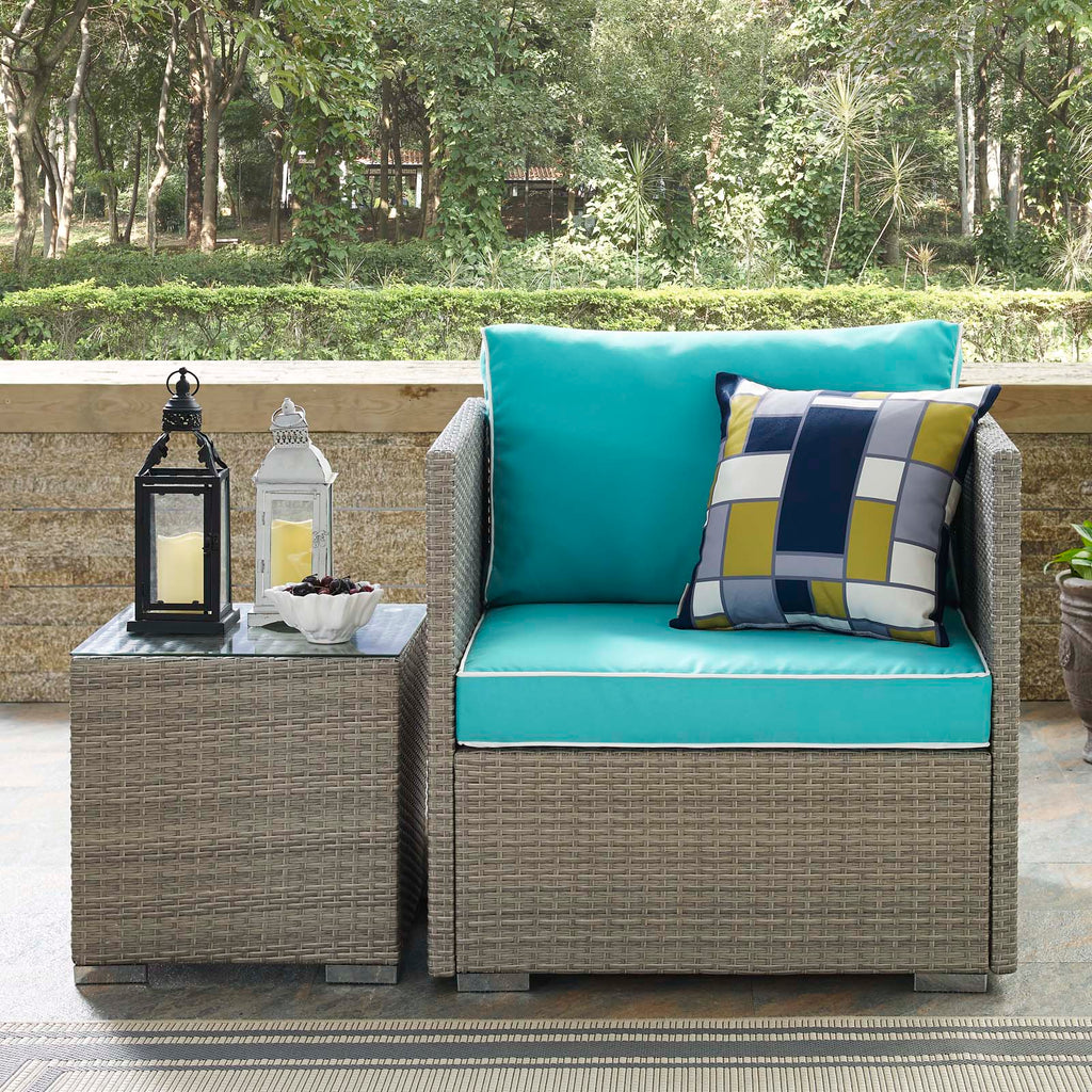 Repose Outdoor Patio Armchair in Light Gray Turquoise